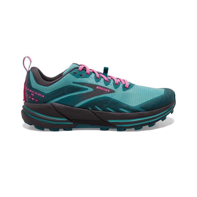 Brooks Cascadia 16 Flexible Trail Running Shoes - Women's - Porcelain/Blue Coral/Pink (01692-BJRH)